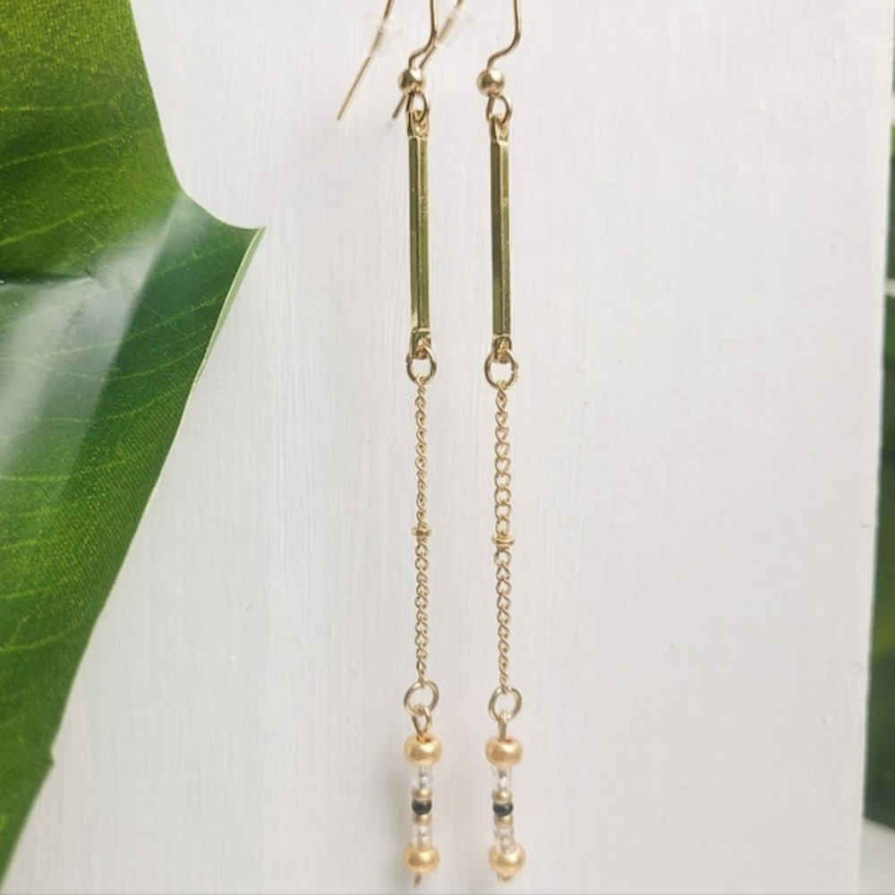 Minimalist Dangle Bohemian Beaded Delicate Earrings - Picture 1 of 8
